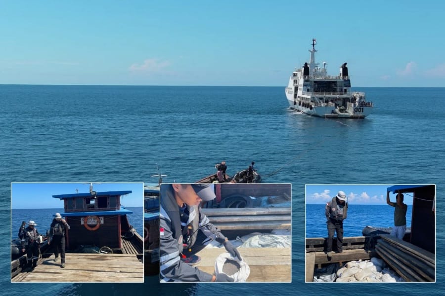 Bakamla RI Amankan Kapal Kayu Penyelundup Pasir Timah di Perairan Selat Karimata