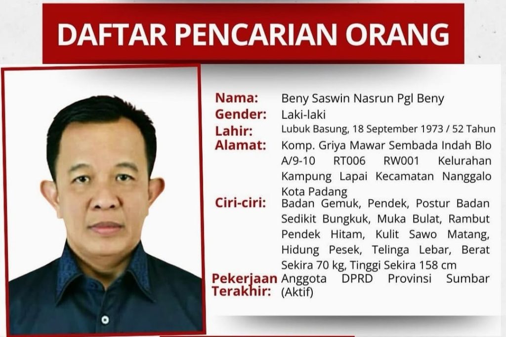 Kejari Padang Tetapkan Mantan Anggota DPRD Sumbar sebagai Buronan Kasus Korupsi Kredit BNI