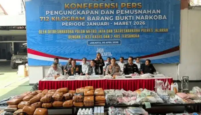 Polda Metro Jaya Sita 721 Kg Narkoba, Ungkap 1.833 Kasus dalam Tiga Bulan