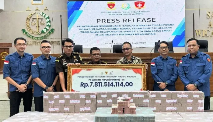 Kejati Lampung Eksekusi Uang Pengganti Rp7,8 Miliar Kasus Korupsi Tol Terpeka